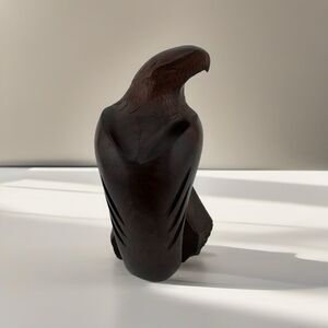 Vintage Folk Art Fine Hand Craved IRONWOOD Sitting EAGLE Sculpture 4"
